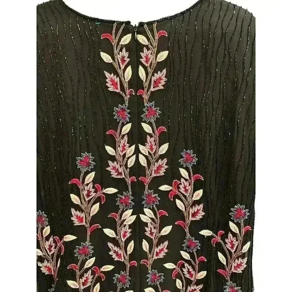 - Vintage Adrianna Papell Silk Embroidered Beaded Floral Blouse Size 3X, P… - Picture 7 of 9